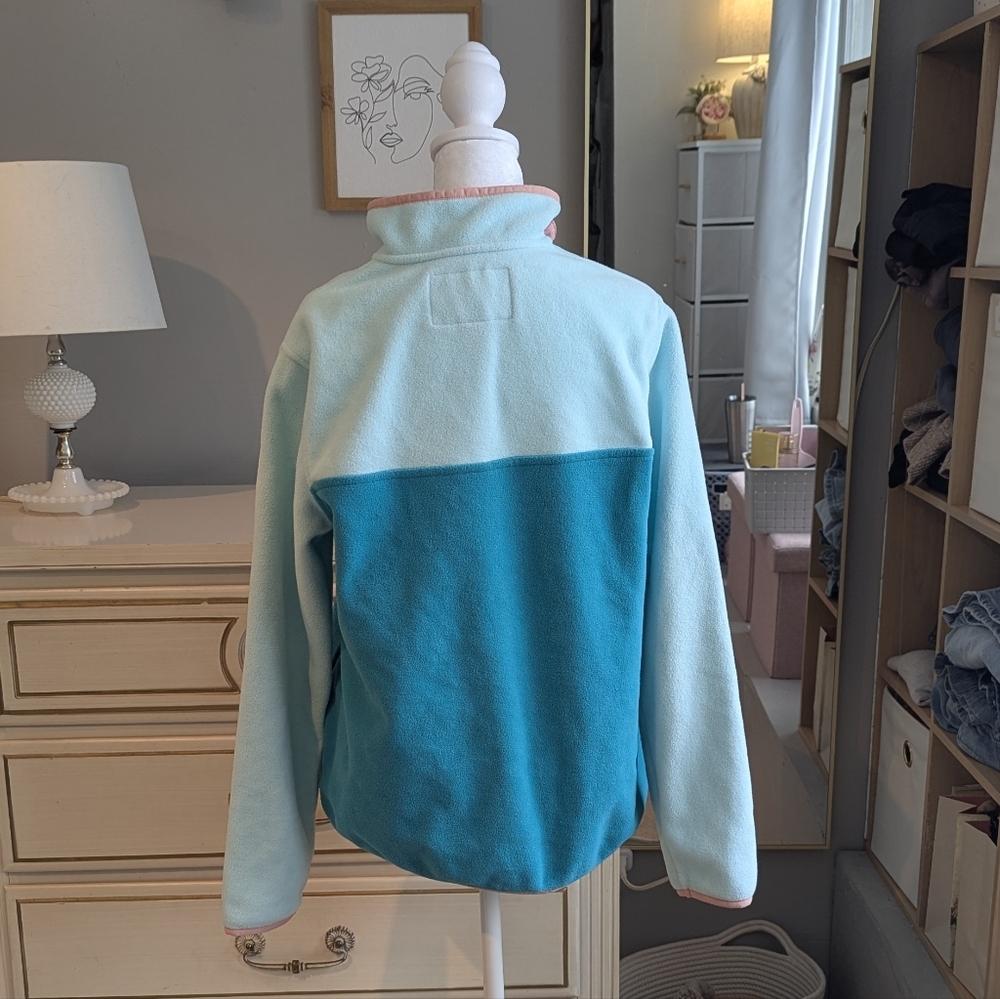 Lands' End retro look, new last winter, fleece aqua, teal, pink, snaps, small - Picture 12 of 15